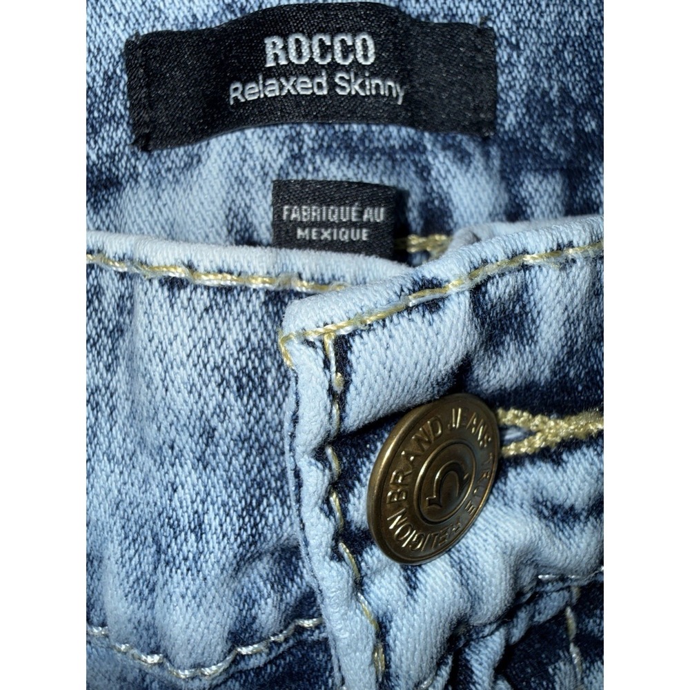 True Religion Jeans Rocco 29x34 Big T Flap Pocket Relaxed Skinny Acid Wash - Picture 7 of 14